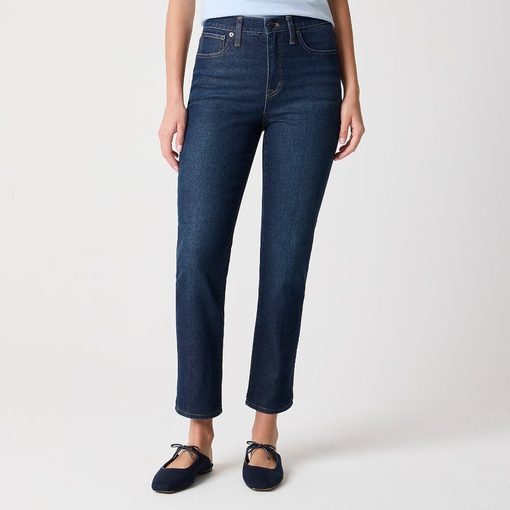 NEW NWT! J.CREW ESSENTIAL STRAIGHT LEG JEANS STRETCH HIGH RISE CROPPED sz 33